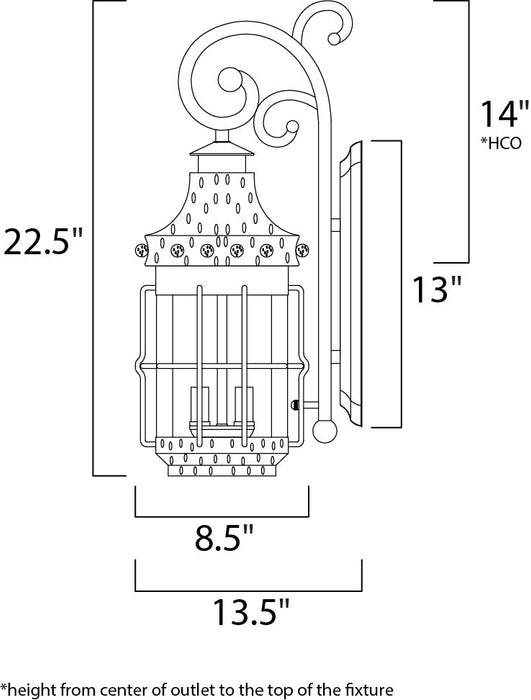 Maxim Nantucket 3-Light Outdoor Wall Lantern Model: 30084CDCF