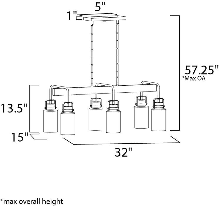 Maxim Magnolia 6-Light Linear Pendant Model: 30177CLBZGLD