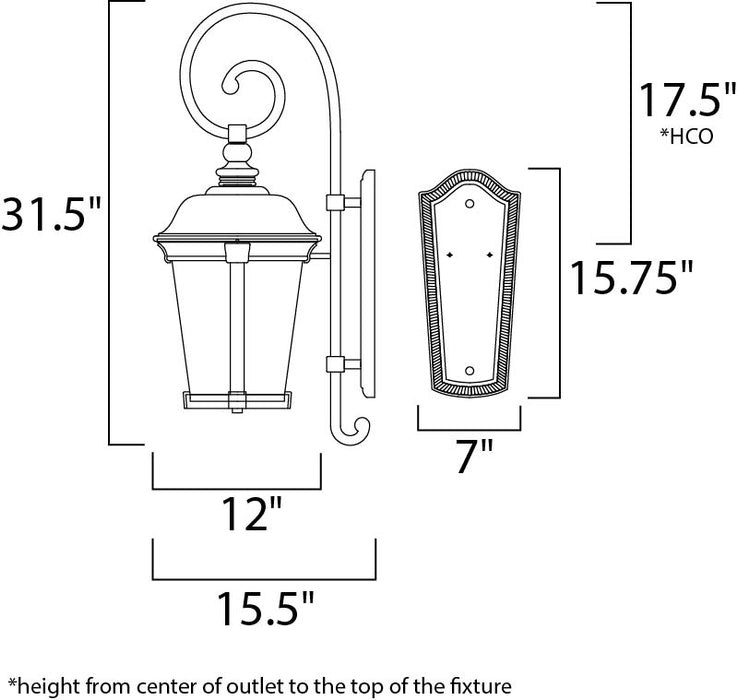 Maxim Dover Cast 3-Light Outdoor Wall Lantern Model: 3025CDBZ