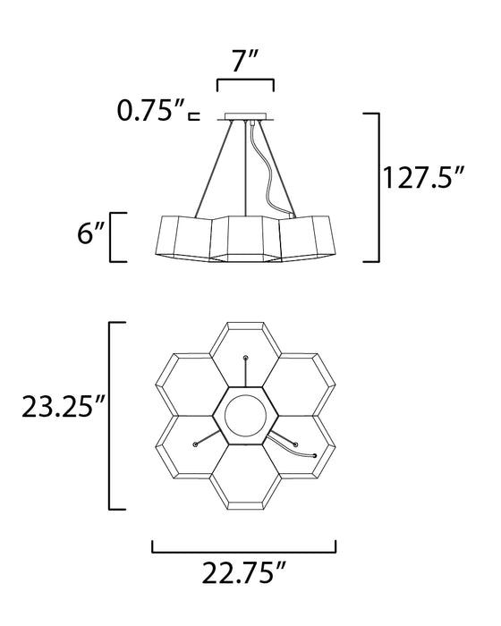 Maxim Honeycomb 7-Light LED Chandelier Model: 30337BKGLD