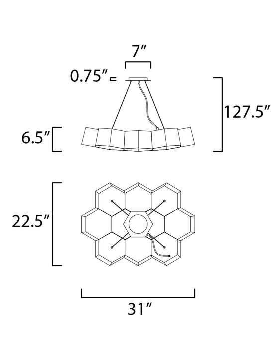 Maxim Honeycomb 10-Light LED Chandelier Model: 30338BKGLD