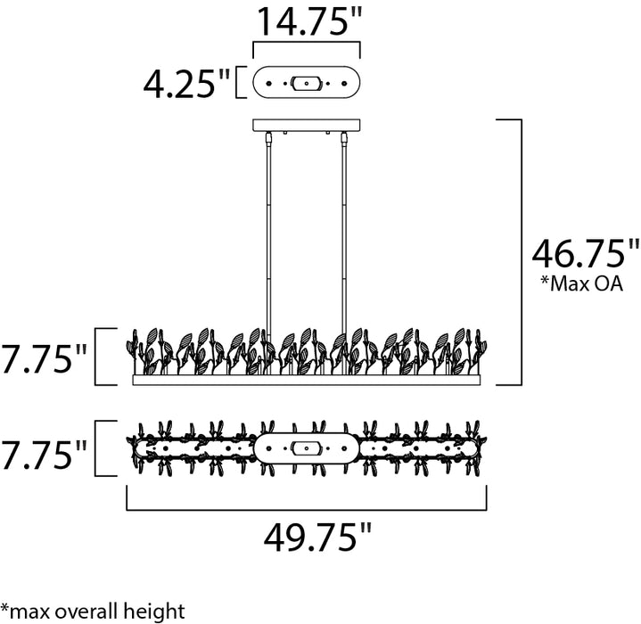 Maxim Crystal Garden 10-Light Linear Chandelier Model: 30446CGGL