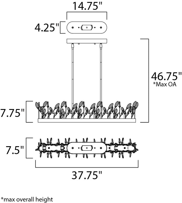 Maxim Crystal Garden 6-Light Linear Chandelier Model: 30447CGGL