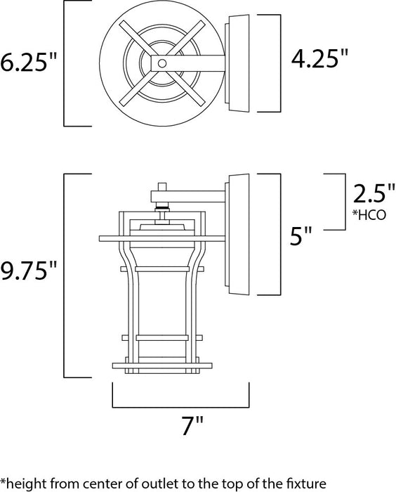 Maxim Oakville 1-Light Outdoor Wall Lantern Model: 30482WGBO