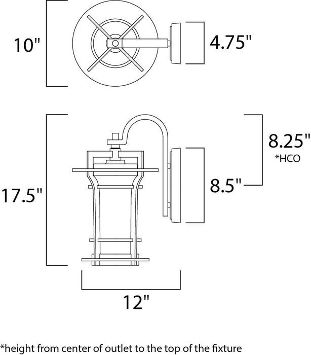 Maxim Oakville 1-Light Outdoor Wall Lantern Model: 30485WGBO