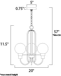 Maxim Bauhaus 3-Light Chandelier Model: 30515CLBZSBR