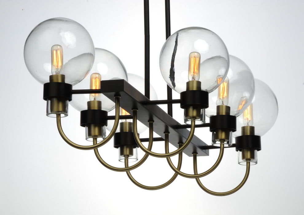 Maxim Bauhaus 6-Light Linear Chandelier Model: 30519CLBZSBR