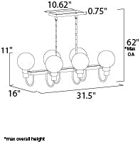 Maxim Bauhaus 6-Light Linear Chandelier Model: 30519CLBZSBR