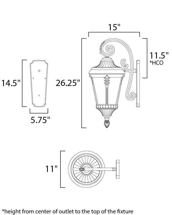 Maxim Sentry 3-Light Outdoor Wall Sconce Model: 3055WGBK