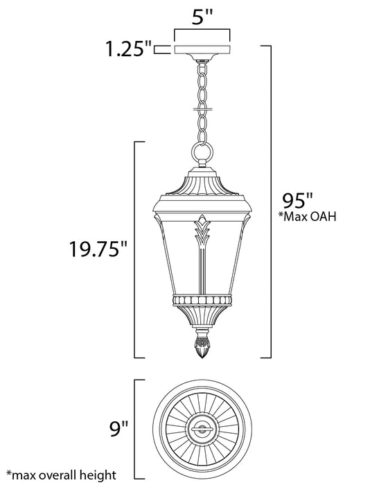 Maxim Sentry 1-Light Outdoor Hanging Pendant Model: 3058WGBK