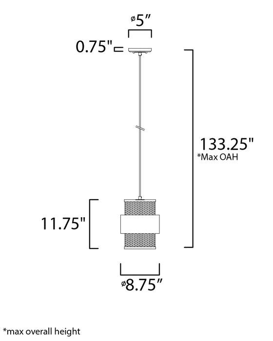 Maxim Caspian 1-Light Pendant Model: 31208OIAB