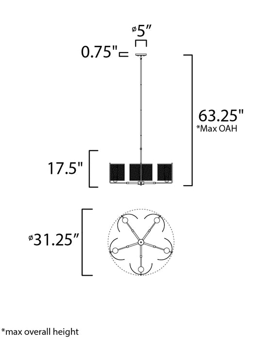 Maxim Caspian 5-Light Chandelier Model: 31215OIAB