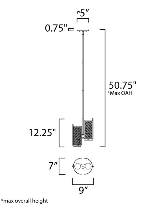 Maxim Caspian 2-Light Pendant Model: 31219OIAB