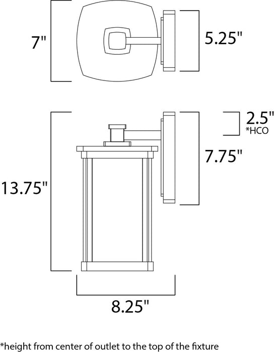 Maxim Bungalow 1-Light Wall Lantern Model: 3153CDWSBZ