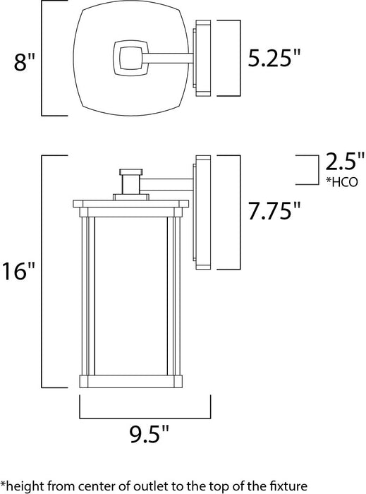 Maxim Bungalow 1-Light Wall Lantern Model: 3154CDWSBZ