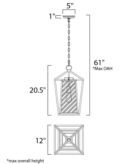 Maxim Artisan 1-Light Outdoor Pendant Model: 3178CLBK