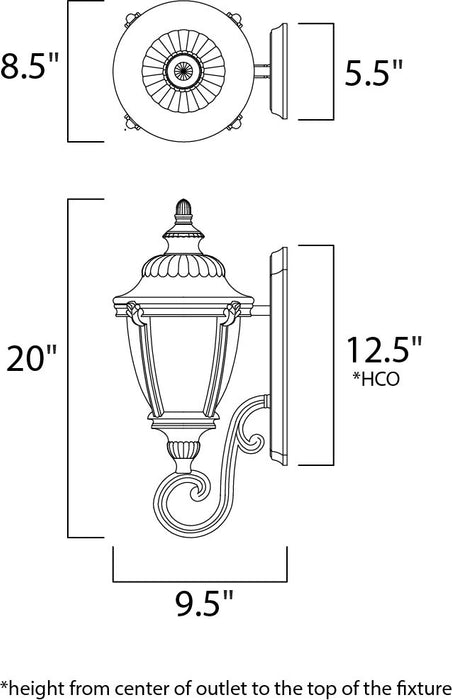 Maxim Morrow Bay Cast 1-Light Outdoor Wall Lantern Model: 3184WGET