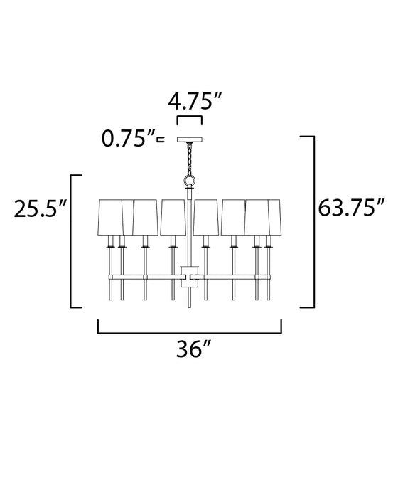 Maxim Uptown 8-Light Chandelier Model: 32398OFSBRPN