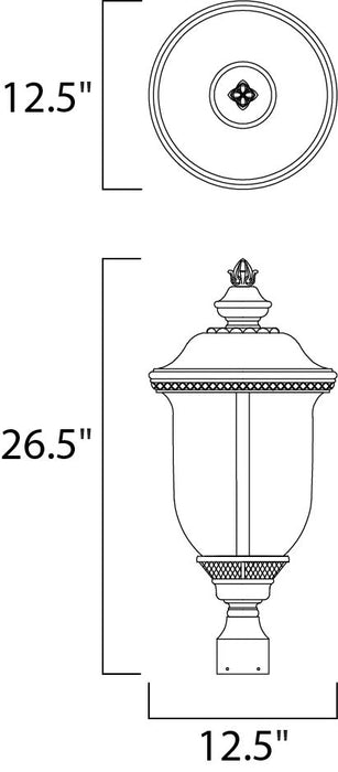 Maxim Carriage House DC 3-LT Outdoor Pole/Post Lantern Model: 3420WGOB