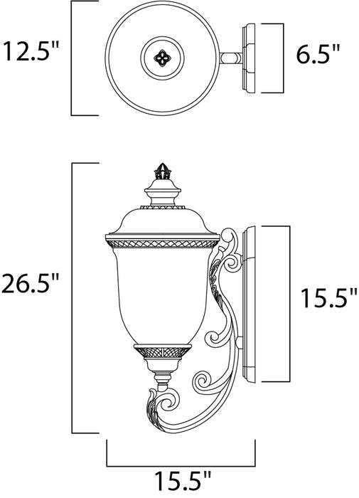 Maxim Carriage House DC 3-Light Outdoor Wall Lantern Model: 3424WGOB