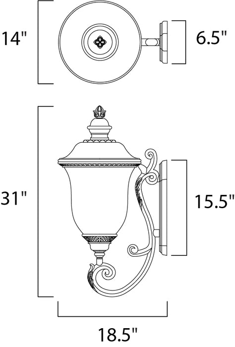 Maxim Carriage House DC 3-Light Outdoor Wall Lantern Model: 3425WGOB