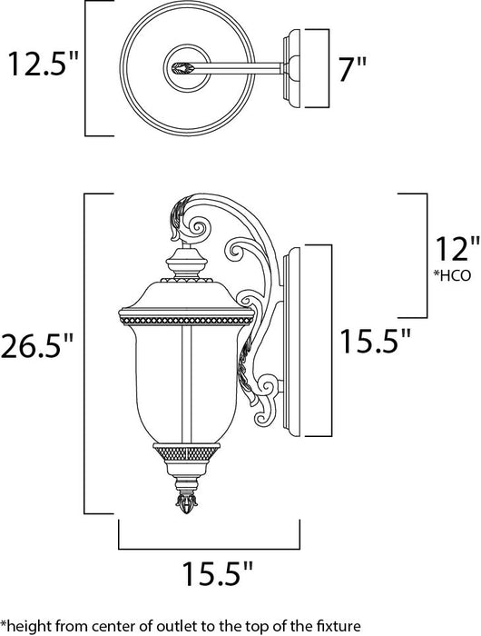 Maxim Carriage House DC 3-Light Outdoor Wall Lantern Model: 3497WGOB