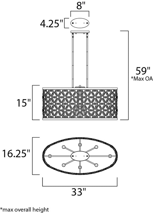 Maxim Cassiopeia 8-Light Oval Pendant Model: 39507BCPN