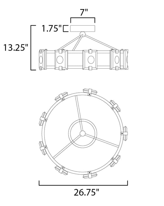 Maxim Radiant 9-Light LED Flush Mount Model: 39530CYBKGL