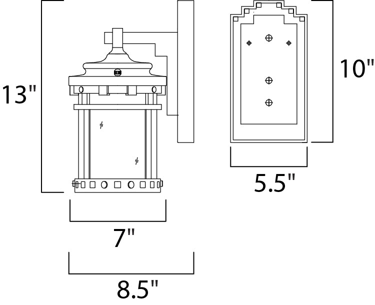 Maxim Santa Barbara VX 1-Light Outdoor Wall Lantern Model: 40033CDSE