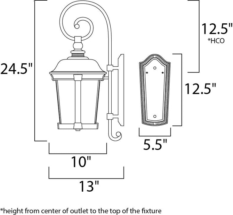 Maxim Dover VX 3-Light Outdoor Wall Lantern Model: 40094CDBZ