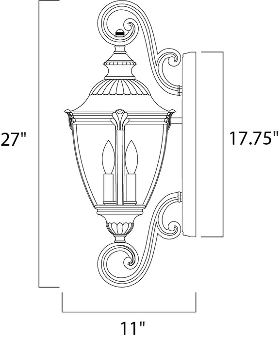 Maxim Morrow Bay VX 3-Light Outdoor Wall Lantern Model: 40288WGET