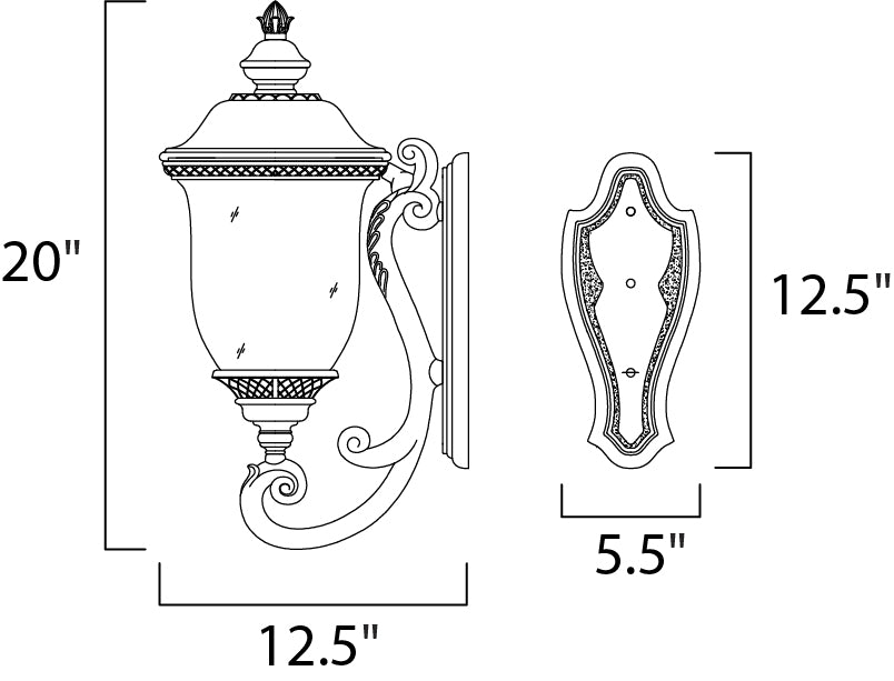 Maxim Carriage House VX 3-Light Outdoor Wall Lantern Model: 40424WGOB