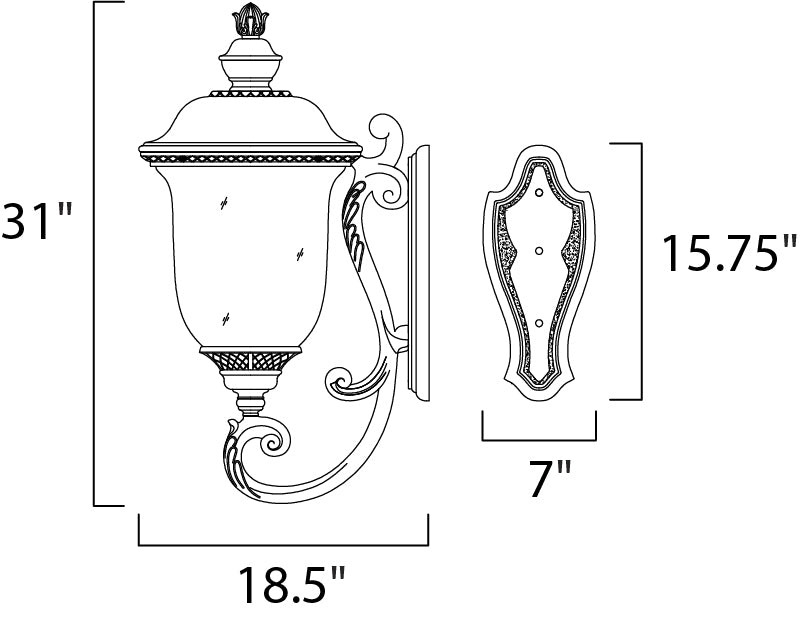 Maxim Carriage House VX 3-Light Outdoor Wall Lantern Model: 40425WGOB