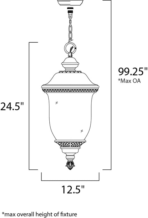 Maxim Carriage House VX 3-Light Outdoor Hanging Lan Model: 40427WGOB