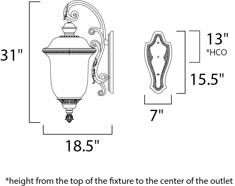 Maxim Carriage House VX 3-Light Outdoor Wall Lantern Model: 40498WGOB