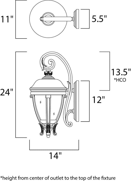 Maxim Camden VX 3-Light Outdoor Wall Lantern Model: 41425WGBK