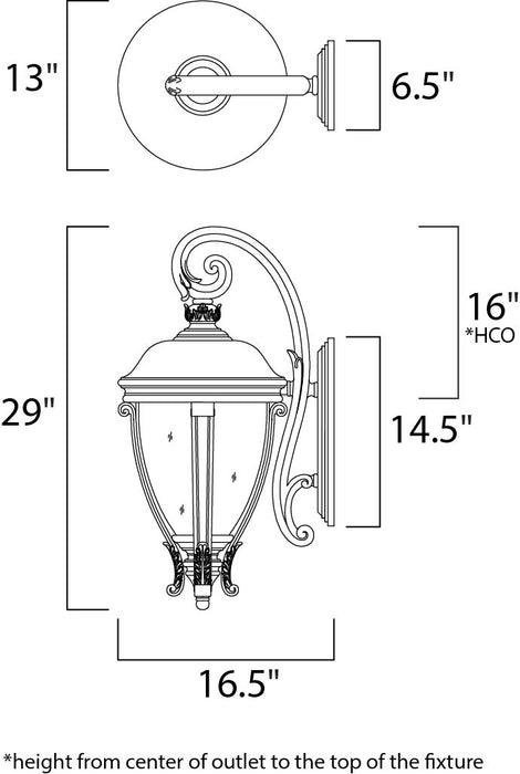 Maxim Camden VX 3-Light Outdoor Wall Lantern Model: 41426WGGO