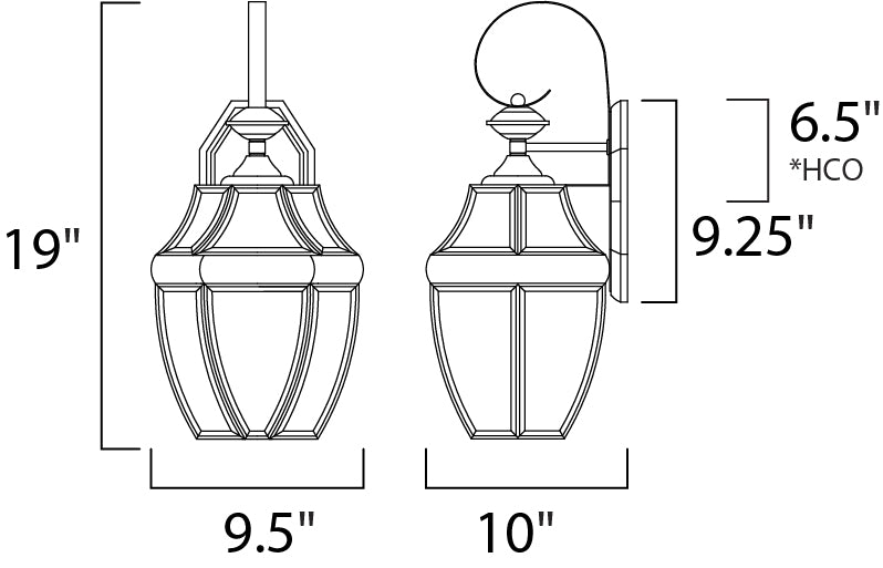 Maxim South Park 3-Light Outdoor Wall Lantern Model: 4191CLBK