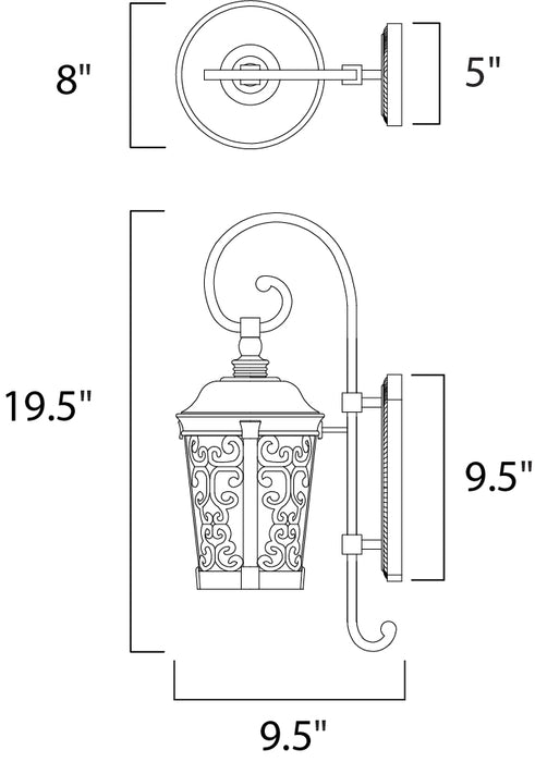 Maxim Whisper Dark Sky LED 1-Light Outdoor Wall Lantern Model: 55393BZ