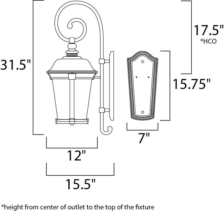 Maxim Dover LED 1-Light Outdoor Wall Lantern Model: 56095FSBZ