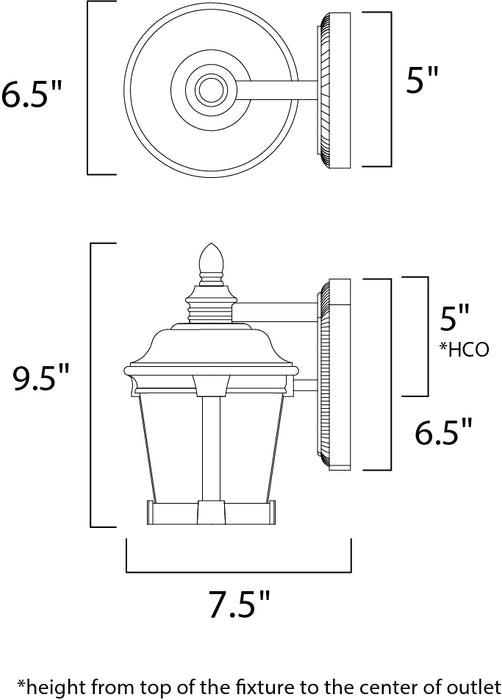 Maxim Dover LED 1-Light Outdoor Wall Lantern Model: 56096FSBZ