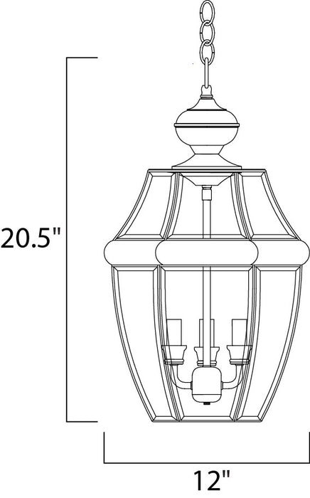 Maxim South Park 3-Light Outdoor Hanging Lantern Model: 6095CLBK