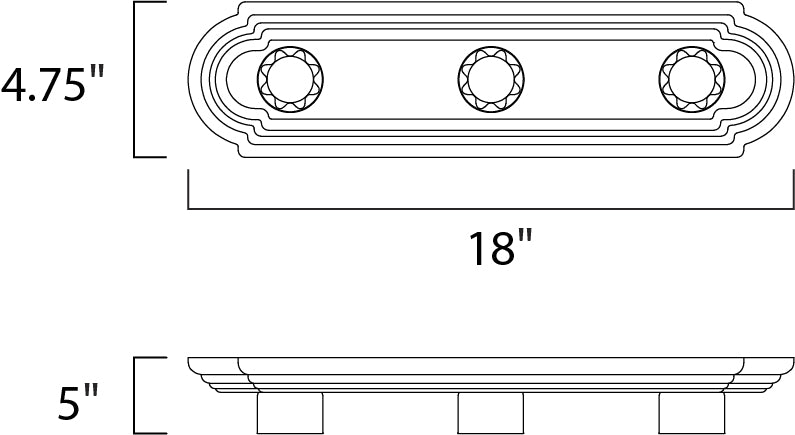Maxim Essentials 3-Light Racetrack Bath Vanity Light Model: 7123OI