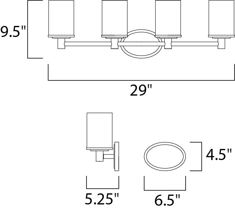 Maxim Cylinder 4-Light Bath Vanity Model: 9054SWSN