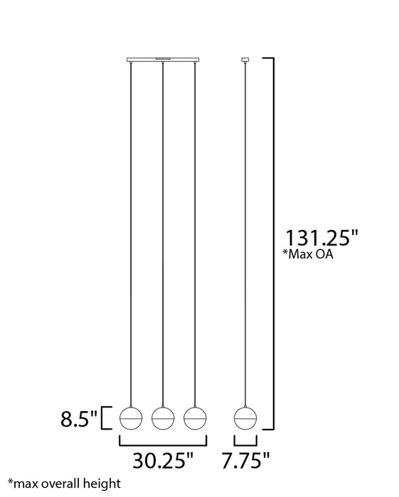 ET2 Half Moon 3-Light LED Pendant Model: E20363-92BK