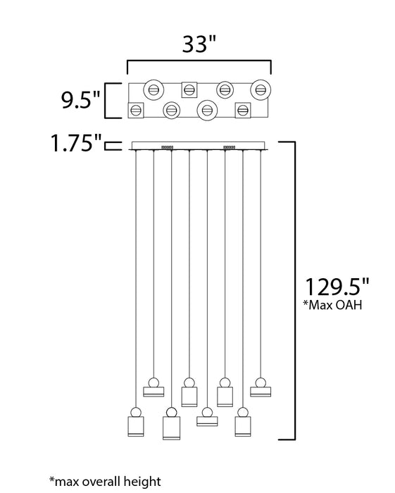 ET2 Nob 8-Light LED Pendant Model: E20867-75BKGLD