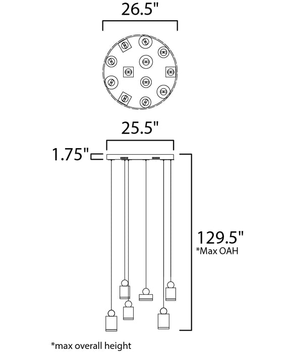 ET2 Nob 12-Light LED Pendant Model: E20869-75BKGLD