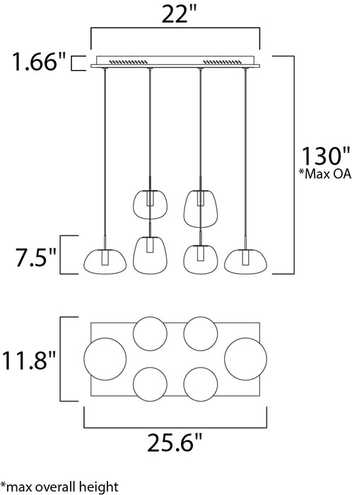 ET2 Puffs 6-Light LED Pendant Model: E21124-11WT