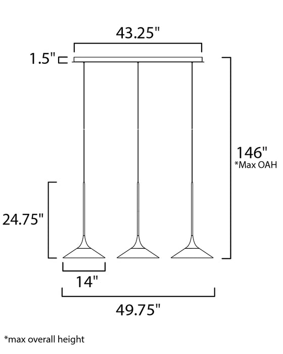 ET2 Cono LED 3-Light Pendant Model: E21535-24PC