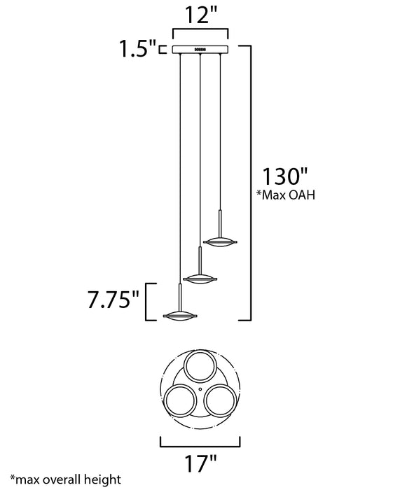 ET2 Saucer 3-Light LED Pendant Model: E21543-90BKGLD